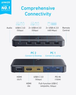 Foto 2 | Foto 2 | Conmutador Kvm Anker Usb 3.0 Hdmi 5 Puertos 4k @60hz Con Cables - Venta Internacional.
