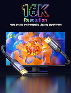 Foto 4 | Foto 4 | Cable Displayport Jsaux 2.1 De 10 Pies/3 M 16k @60hz 8k @120hz 4k @240hz - Venta Internacional.