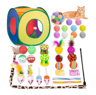 Foto 5 | Foto 5 | Juguetes Para Gato 33 Pz Pluma Varita Bola Túnel Casa Ratones, Multicolor