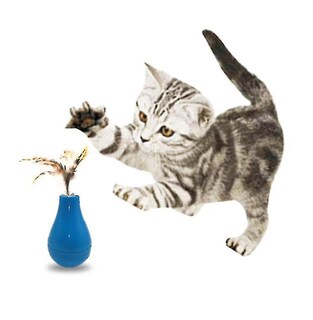 Foto 3 | Foto 3 | Vaso Huoguo De Cat Toy Con Plumas Y Divertido Bastón Para Gatos, Color Azul - Venta Internacional.