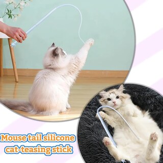Foto 5 | Foto 5 | 2pz Juguete Interactivo Para Gatos Belug Cola De Rata De Silicona Azul