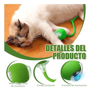 Foto 3 | Foto 3 | Juguetes Para Gato Eléctrico Pelota Interactiva De 360 Eo Safe Imports Esi-20227 Verde
