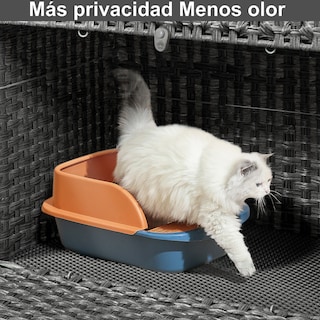 Foto 6 | Foto 6 | Mueble de Mimbre Ratán Gris con Caja de Arena para Gatos