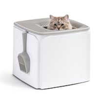 Caja De Arena Para Gatos Iris Usa Premium Top Entry, Blanco/gris - Venta Internacional.