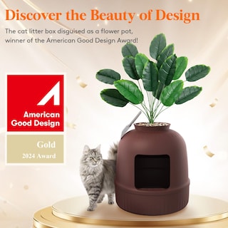 Foto 2 | Foto 2 | Caja De Arena Para Gatos Lifewit Con Planta Sintética Y Cuchara, Color Marrón - Venta Internacional.