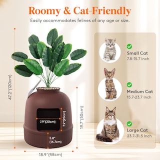 Foto 4 | Foto 4 | Caja De Arena Para Gatos Lifewit Con Planta Sintética Y Cuchara, Color Marrón - Venta Internacional.