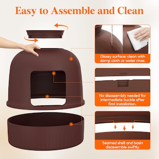 Foto 5 | Foto 5 | Caja De Arena Para Gatos Lifewit Con Planta Sintética Y Cuchara, Color Marrón - Venta Internacional.