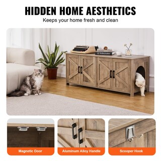 Foto 7 | Foto 7 | Caja De Arena Para Gatos Vevor Para 2 Gatos, 47,2 De Largo X 18,5 De Ancho X 19,7 De Alto - Venta Internacional.
