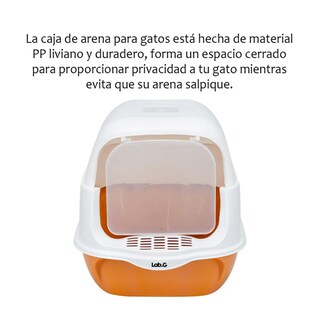 Foto 2 | Foto 2 | Arenero Cerrado Para Gato Con Pala Puerta Lab.g,  Naranja Blanco