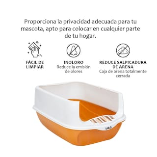 Foto 4 | Foto 4 | Arenero Cerrado Para Gato Con Pala Puerta Lab.g, Naranja Blanco