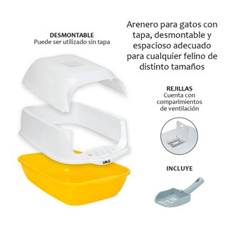 Foto 3 | Foto 3 | Arenero Cerrado Para Gato Con Pala Puerta Lab.g, Amarillo Blanco
