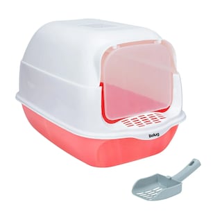Foto 1 | Foto 1 | Arenero Cerrado Para Gato Con Pala Puerta Belug, Rosa Blanco