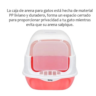 Foto 2 | Foto 2 | Arenero Cerrado Para Gato Con Pala Puerta Belug, Rosa Blanco