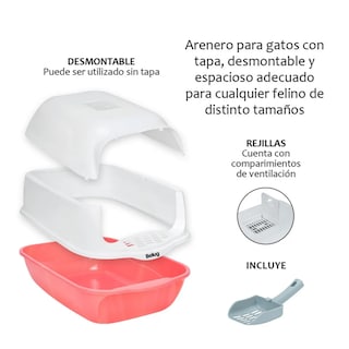 Foto 3 | Foto 3 | Arenero Cerrado Para Gato Con Pala Puerta Belug, Rosa Blanco