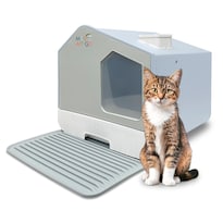 Arenero Para Gatos Cerrado Grande Mascoamigo En Forma De Casa Plástico Cernidor Gris