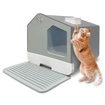 Arenero Para Gatos Cerrado Grande Mascoamigo En Forma De Casa Plástico Cernidor Gris