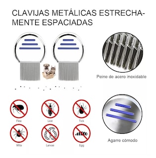 Foto 4 | Foto 4 | Peine contra Piojos y Liendres Belug color Plata de Acero Inoxidable 2 Piezas