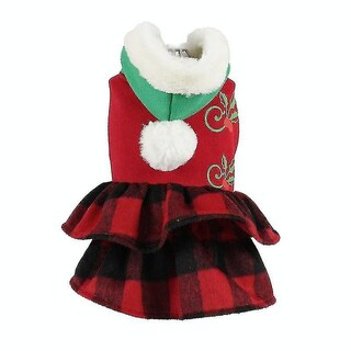 Foto 1 | Foto 1 | Vestido Navideño De Princesa De Dos Piernas A Cuadros Para Perros Y Gatos - Venta Internacional.