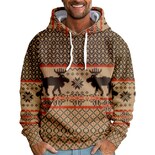 Sudadera Con Capucha Para Hombre Con Estampado Navideño De Copos De Nieve Y Renos - Venta Internacional.