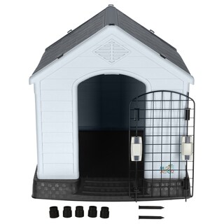 Foto 4 | Foto 4 | Casa Para Perro Mediano/chico Mascoamigo Color Gris Con Puerta Metálica 70x65x70 Cm