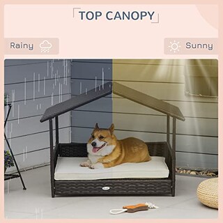 Foto 6 | Foto 6 | Cama De Ratán Elevada De Mimbre Pawhut De Dog House Con Cojín - Venta Internacional.