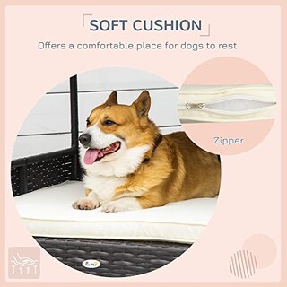 Foto 7 | Foto 7 | Cama De Ratán Elevada De Mimbre Pawhut De Dog House Con Cojín - Venta Internacional.