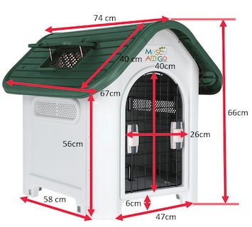 Foto 3 | Foto 3 | Casa para Perros Medianos - Chicos MascoAmigo Verde con Puerta Metálica-Térmica 74x47x66 cm