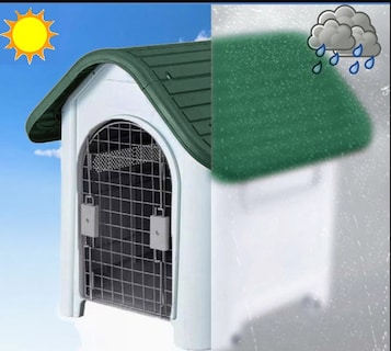 Foto 4 | Foto 4 | Casa para Perros Medianos - Chicos MascoAmigo Verde con Puerta Metálica-Térmica 74x47x66 cm
