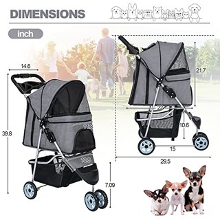 Foto 7 | Foto 7 | Pet Stroller Bestpet Jogger Para Perros Y Gatos, Color Gris - Venta Internacional.