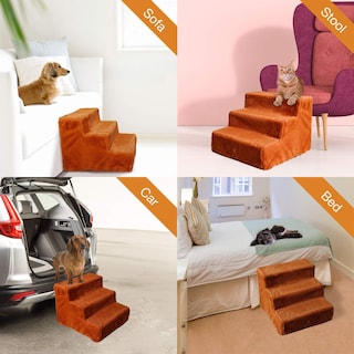 Foto 2 | Foto 2 | Escaleras Para Perros, Para Cama Alta Y Sofá, Escalones Para Mascotas, Color Marrón - Venta Internacional.