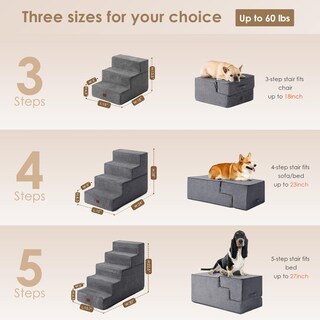 Foto 2 | Foto 2 | Escalera Para Perros Eheyciga 4 Peldaños Para Cama Alta 45 Cm Antideslizante Gris - Venta Internacional.
