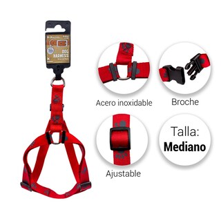 Foto 2 | Foto 2 | Arnés para Mascotas color Rojo Estampado con Huellitas Talla Mediana Ergonómico Altamente Resistente