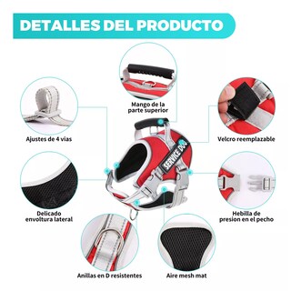 Foto 3 | Foto 3 | Pechera  Para Perro Arnes Chaleco Reflectante Con Correas Eo Safe Imports Esi-12195 Rojo
