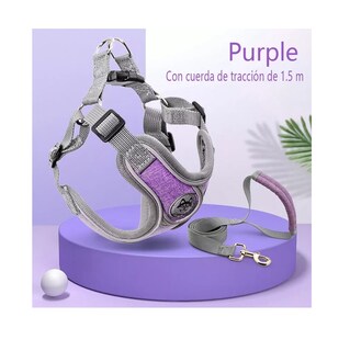 Foto 2 | Foto 2 | Pecheras Arnés Con Correa Y Bandas Reflectantes Para Perros Talla L Violeta Gris