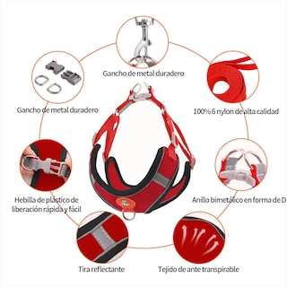 Foto 2 | Foto 2 | Pechera Belug Arnés Con Bandas Rojo Talla S