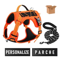 Pechera Belug  Arnés Táctica Con Correa Perro Talla M Naranja