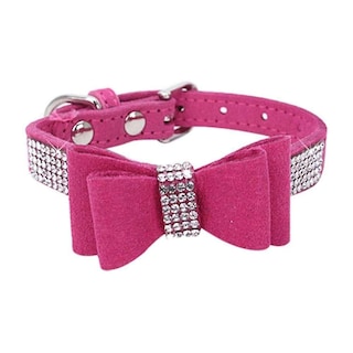 Foto 2 | Foto 2 | Collar Para Mascotas Huoguo Con Forma De Lazo Con Diamantes De Imitación, Ajustable, Rojo, Xs - Venta Internacional.