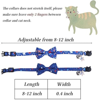 Foto 3 | Foto 3 | Collares Para Gatos Del 4 De Julio Con Pajarita Bell Breakaway, Paquete De 2 - Venta Internacional.