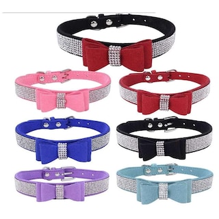 Foto 2 | Foto 2 | Collar Para Mascotas Huoguo Con Forma De Lazo Con Diamantes De Imitación, Ajustable, Rojo, Xs - Venta Internacional.