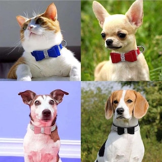 Foto 3 | Foto 3 | Collar Para Mascotas Huoguo Con Forma De Lazo Con Diamantes De Imitación, Ajustable, Rojo, Xs - Venta Internacional.
