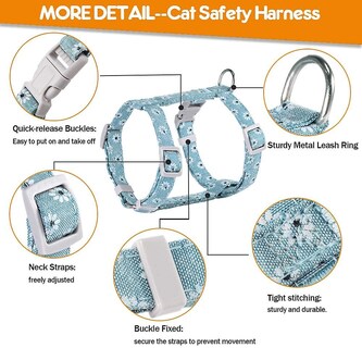 Foto 3 | Foto 3 | Arnés Para Gatos Huoguo, 140 Cm, Estampado De Flores Con Correa - Venta Internacional.