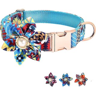 Foto 5 | Foto 5 | Collar Para Perro Huoguo Flower Girl Con Flor Desmontable Azul M - Venta Internacional.