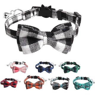 Foto 2 | Foto 2 | Collar De Gato Breakaway Con Pajarita Y Campana, Diseño De Gatito A Cuadros - Venta Internacional.
