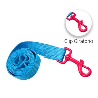 Foto 2 | Foto 2 | Correa para Mascotas Retro color Azul con Gancho Neón Rosa Mediano Ergonómico Altamente Resistente