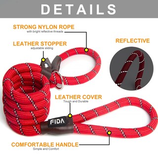 Foto 2 | Foto 2 | Slip Lead Fida Durable, 6 Pies X 3/8 Pulgadas, Para Perros Pequeños, Nailon Rojo - Venta Internacional.