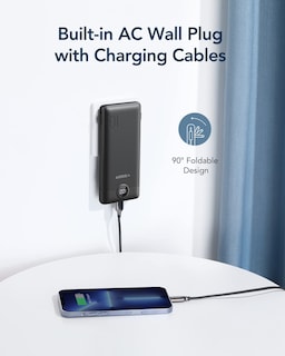 Foto 3 | Foto 3 | Cargador Portátil Veger De 10000 Mah Con Cables Integrados, Color Negro - Venta Internacional.