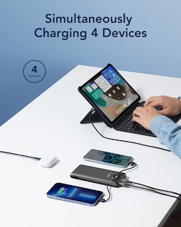 Foto 4 | Foto 4 | Cargador Portátil Veger De 10000 Mah Con Cables Integrados, Color Negro - Venta Internacional.