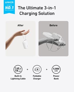 Foto 2 | Foto 2 | Power Bank Anker 3 En 1 De 5000 Mah Con Cable Lightning De 30 W - Venta Internacional.