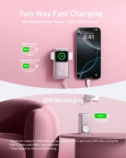 Foto 3 | Foto 3 | Power Bank Anker Maggo De 10.000 Mah Con Cable Usb-c Incorporado, Color Rosa - Venta Internacional.