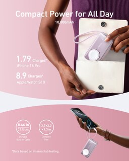 Foto 4 | Foto 4 | Power Bank Anker Maggo De 10.000 Mah Con Cable Usb-c Incorporado, Color Rosa - Venta Internacional.